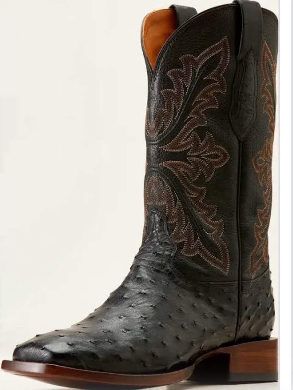 Ariat  Square Toe Western Boot Black Ostrich.